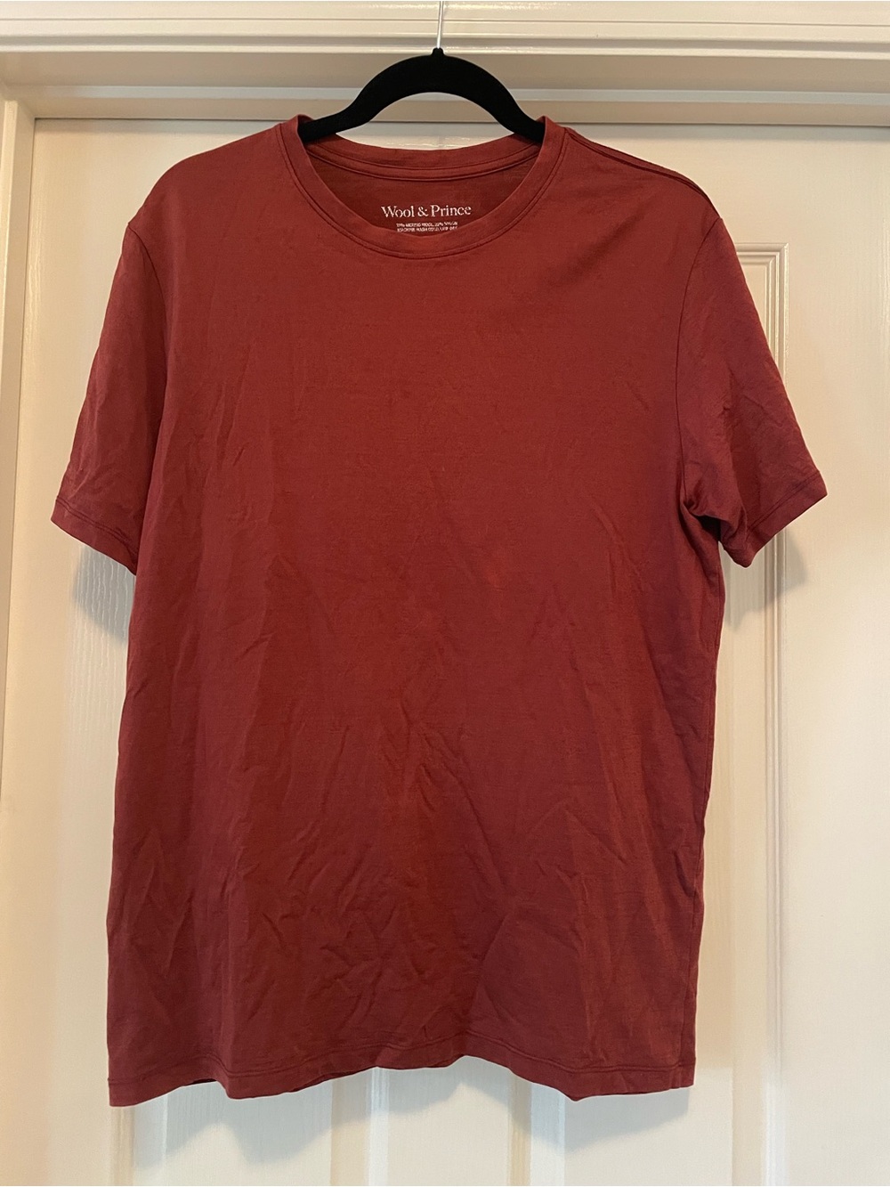 Wool& Prince Crew Neck T-Shirt - Burgundy - Medium